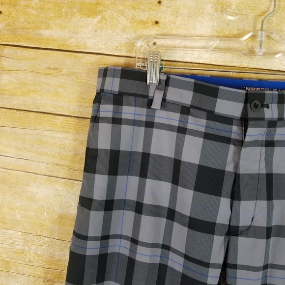 NIKE Golf Mens Pants 35 x 34 Black Blue Plaid - Picture 2 of 3